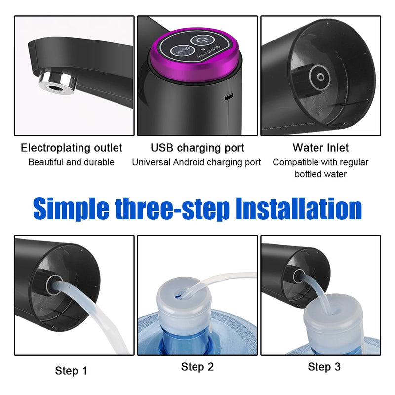 Elektrischer Wasserspender AquaOne Touch | Touch-Bedienung | USB-Ladung | Für Gallonenflaschen