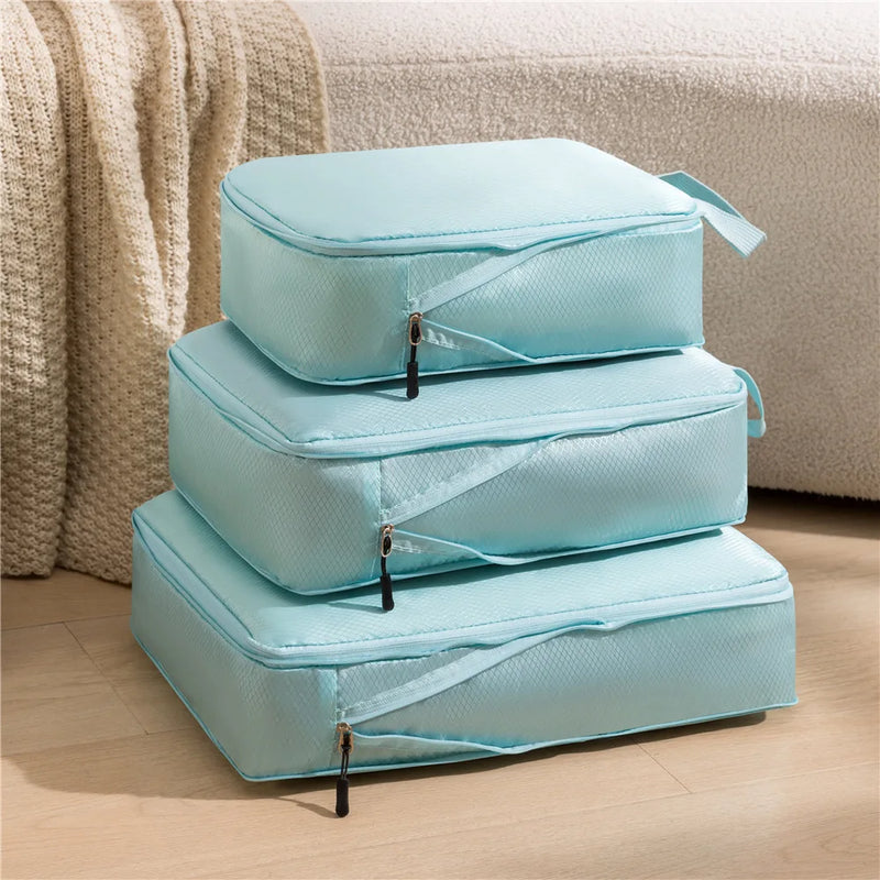 Reise-Organizer Set PackNest 3-in-1 | Komprimierbare & Wasserdichte Gepäcktaschen | Nylon Koffer-Organizer | Tragbar & Leicht
