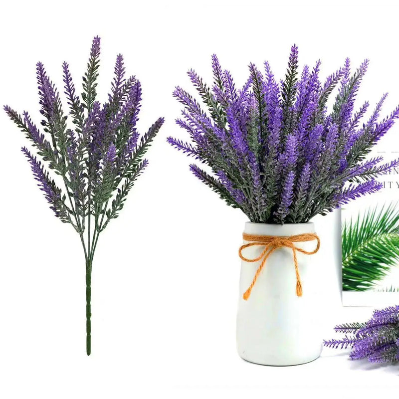 LAVÉON Künstlicher Lavendelstrauß | 5-zweigig | Realistische Blüten & Blätter | 38 cm Höhe | Für Wohnraum, Balkon & Garten