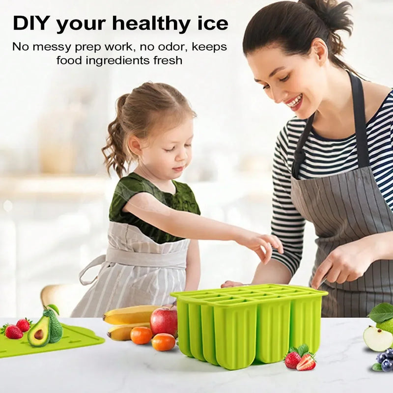 Frozzio DIYPop Eisformen-Set Silikon mit Holzstielen | BPA-frei & Wiederverwendbar | Für selbstgemachtes Eis im Sommer
