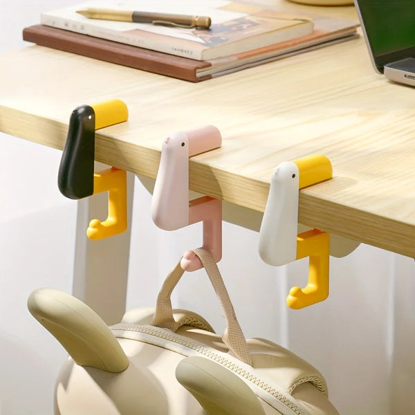 Taschenhaken QuackHook | Enten-Design Haken für Tischkante | Kein Bohren | Platzsparende Aufhängung für Tasche & Rucksack