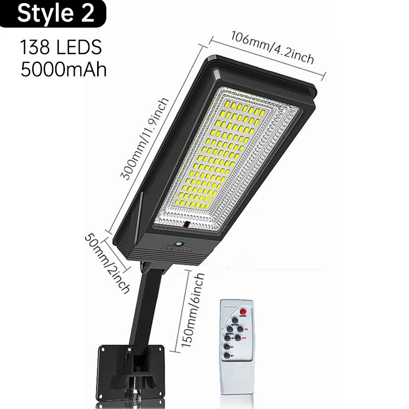 Heliotrax Solar Straßenlampe mit Fernbedienung | 138 LEDs | 3 Leuchtmodi | IP65 Wasserdicht | Für Garten, Einfahrt & Hof