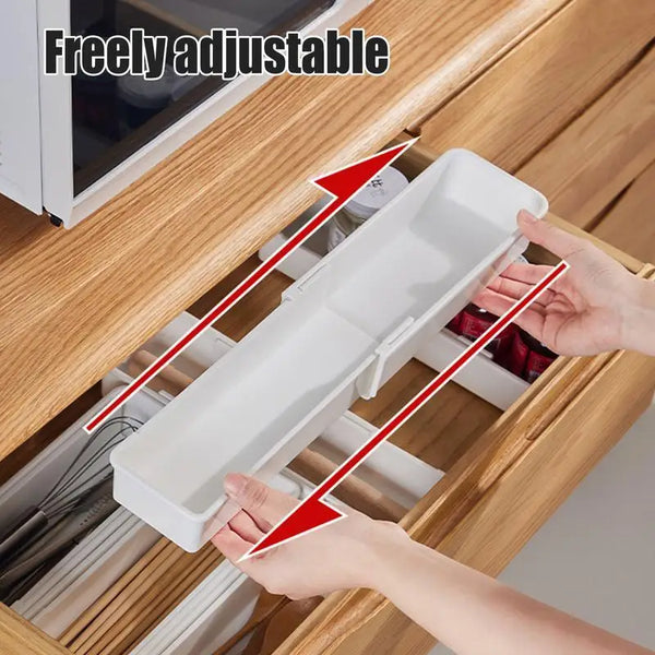FlexiSort Besteckkasten | Ausziehbarer Besteck-Organizer | Flexibel & Platzsparend | Weiß