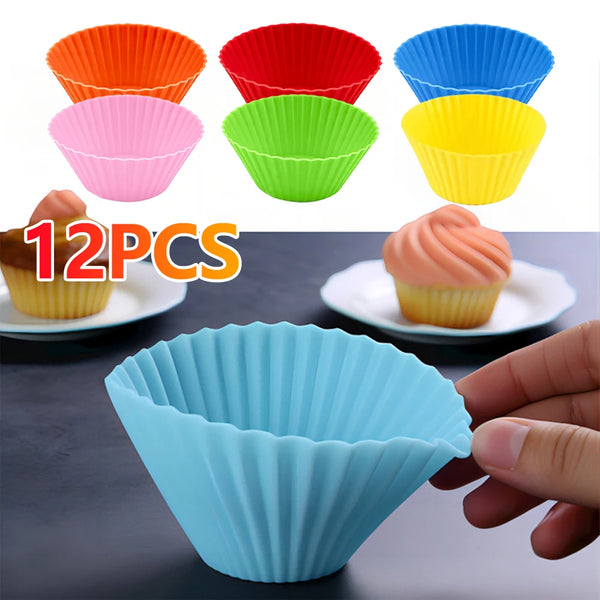 BakeLino SoftCup Wiederverwendbare Silikon-Muffinförmchen 12 Stück | Antihaft-Backformen für Cupcakes, Desserts & Pudding | Spülmaschinen- & ofenfest