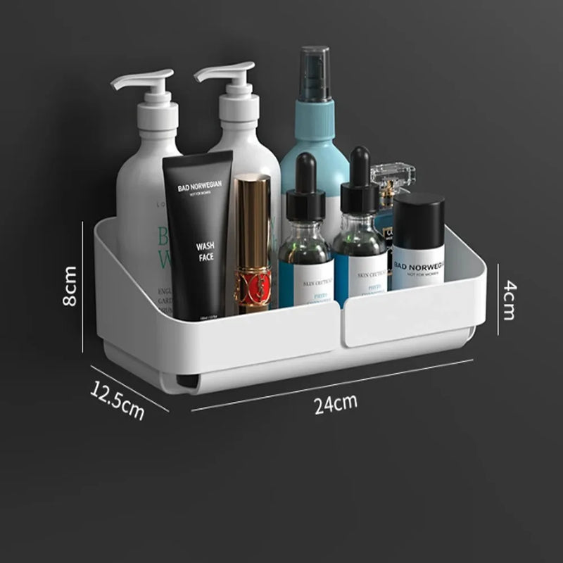Wandregal EasyMount | Bad- & Küchenregal ohne Bohren | Aufbewahrung für Kosmetik, Shampoo & Gewürze