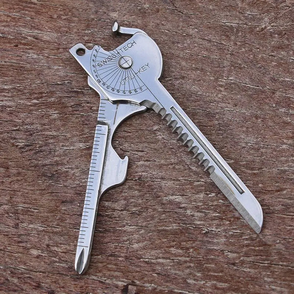 SurvivoX 8-in-1 Multitool-Schlüsselanhänger | Kompakt & Klappbar | Edelstahl-Werkzeug für Outdoor & Camping