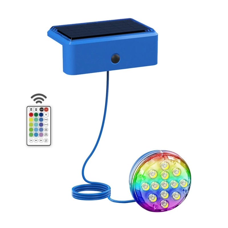 Solar-Poollicht AquaGlow Remote | IP68 Unterwasser-LED mit Fernbedienung | 16 Farben & Timerfunktion | Für Aufstell- & Einbaupools
