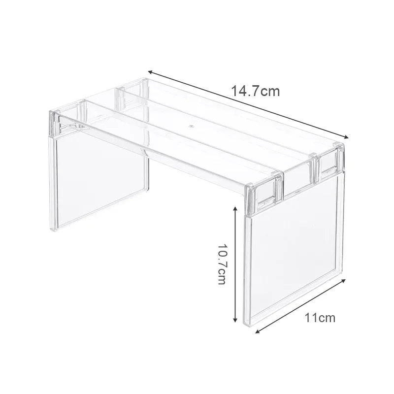 Küchen-Organizer ClearStack Duo | Transparenter Regaltrenner | Platzsparendes Aufbewahrungsregal | 14,7×11,1×10,7 cm / 21,7×11,1×10,7 cm
