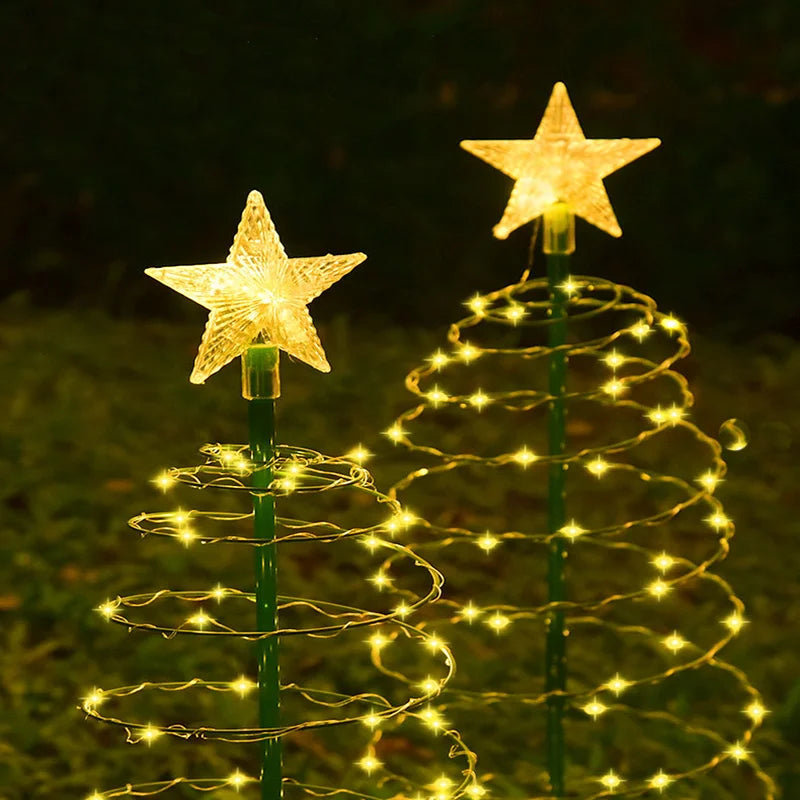 SoluxeTree Solar Weihnachtsbaum Lampe | LED Eisenkunst Deko | Warmweiß & Mehrfarbig | Wasserdicht & Automatisch gesteuert