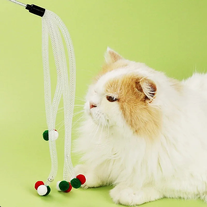 Miauvelo Katzenangel mit Glöckchen & Wollball | Interaktives Katzenspielzeug mit Quaste & Farbball | Für Spiel & Bewegung