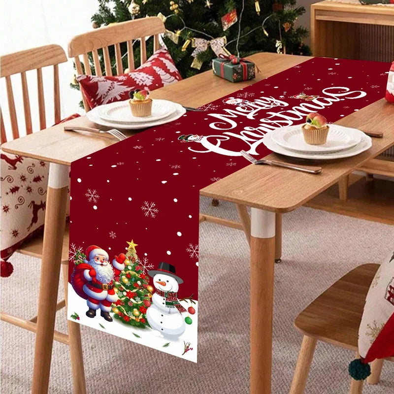 FestiLoom Weihnachts-Tischläufer | „Merry Christmas“-Design | 100 % Polyester | Festliche Deko für Weihnachten & Neujahr 2025/2026