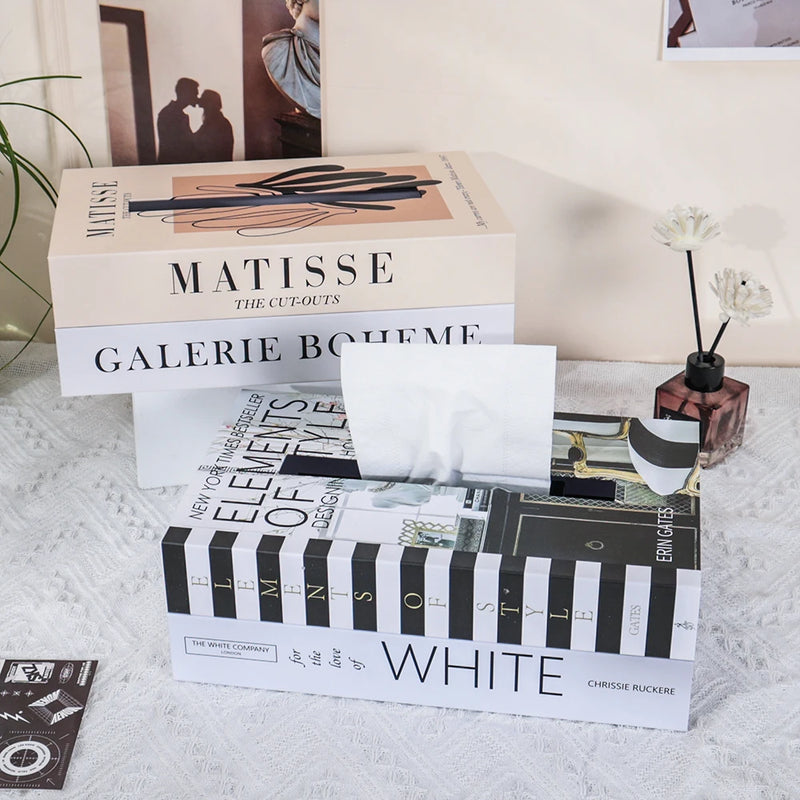 PapierLuxe Taschentuchbox | Buch-Design | Stilvoller Aufbewahrungs- & Deko-Organizer | 26,5×17×9,5 cm