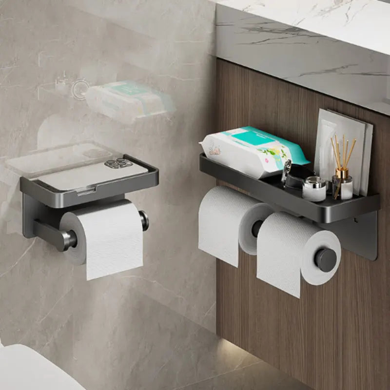 Toilettenpapierhalter Wandmontage | Aluminiumlegierung | Ohne Bohren | Grau/Schwarz/Weiß