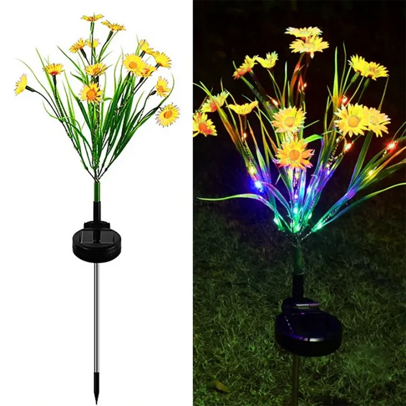 LumiFloris Solar Gartenleuchte Gänseblümchen | Wasserdichte LED Blumenleuchte für Außen | Automatische Deko-Solarleuchte für Garten & Balkon
