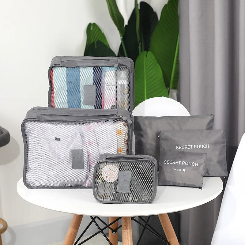 TRAVORO Packwürfel Set | 6-teilig | Wasserdicht & Extra Volumen | Koffer Organizer für Herren