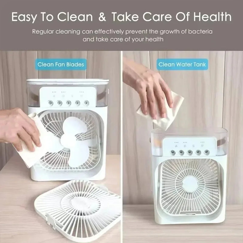 Luftkühler BrisaAir | 3-Stufen Ventilator & Luftbefeuchter | Mit Timer & LED-Licht | 600ml Tank
