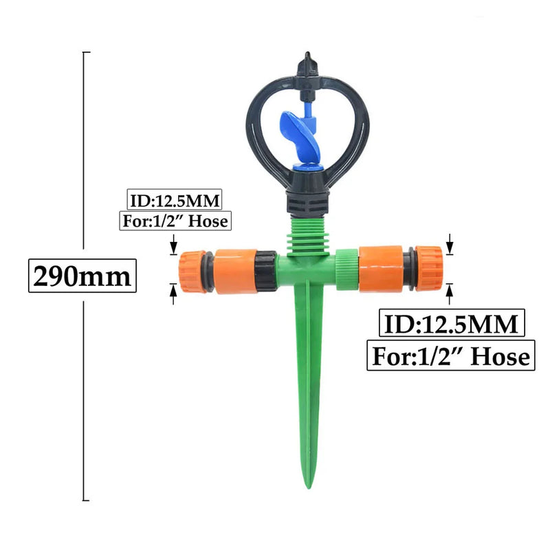 Aqualino Gartensprinkler 360° drehbar | Automatische Bewässerung | Vortex-Düsen | 4–5 m Reichweite