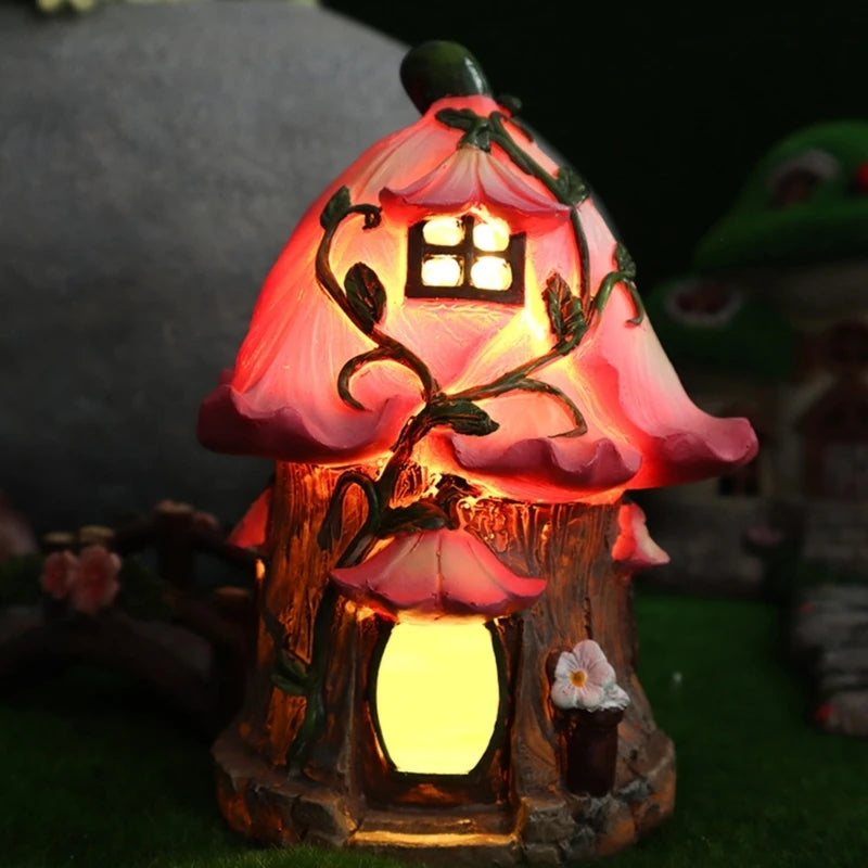 LUMORA Solar Feenhaus | Resin Pilzhaus | Wetterfest & LED-Beleuchtung | Gartendeko 18 × 16 × 11 cm