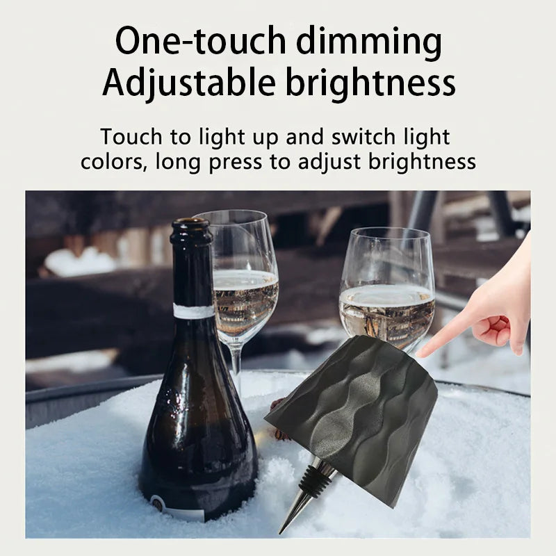 FlaschenLampe VinoGlow | 3-Farb Touch-Steuerung | USB Wiederaufladbar | IP54 Wasserdicht