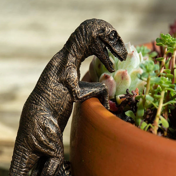 Dinora Blumentopf-Figur | Dinosaurier Blumentopf Figur | Harz | Handbemalt & Wetterfest | Deko für Garten & Zuhause