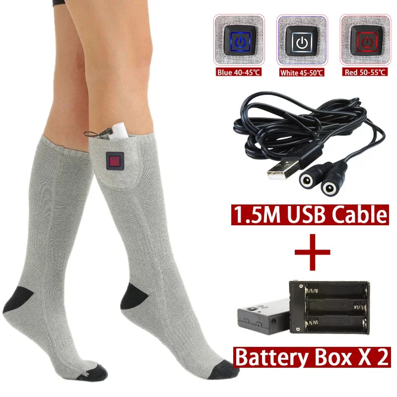 Elektrisch Beheizte Socken | USB Wärmesocken für Damen & Herren | 3 Heizstufen | Ideal für Skifahren, Radfahren & Outdoor | ThermaStep