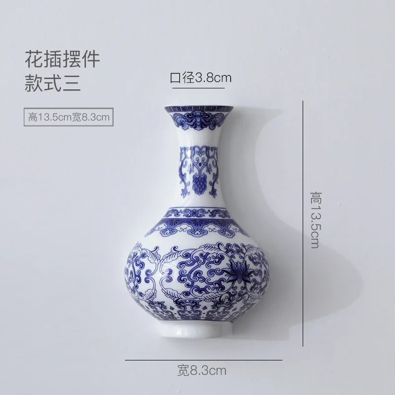 Aurevia | Wandvase Keramik | Blau-Weiß Antikdesign | Klassisch & Modern