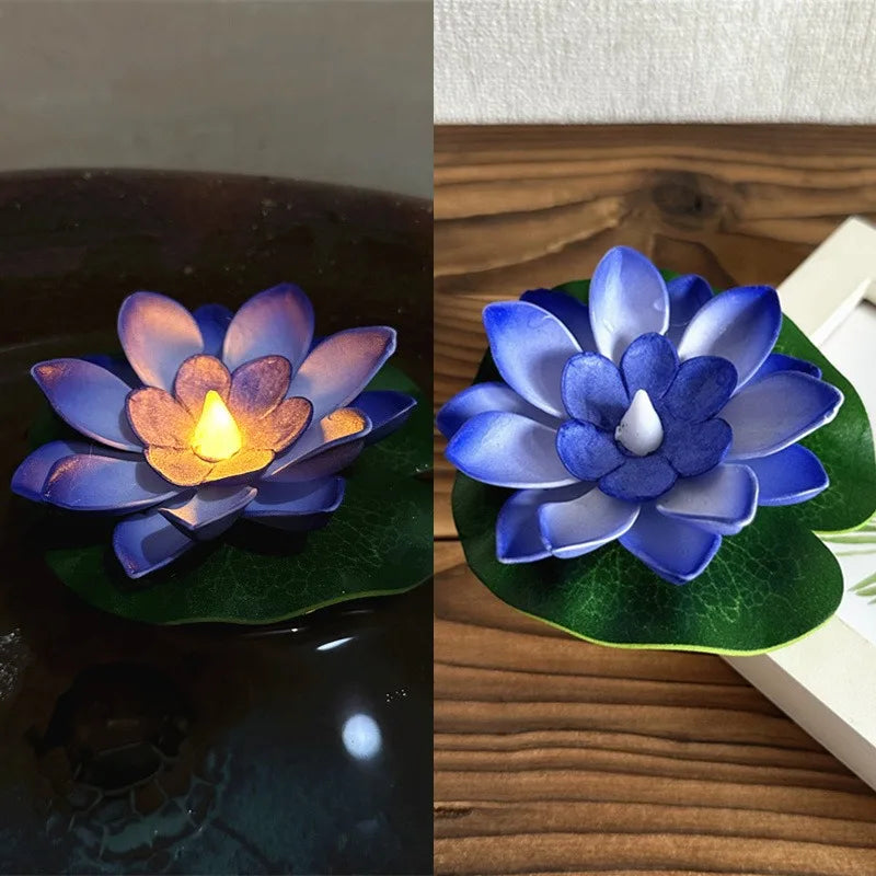 Schwimmende Lotuslampe LUMILYA | LED Wassersensor | Warmweißes Licht | Für Teich, Garten & Feste