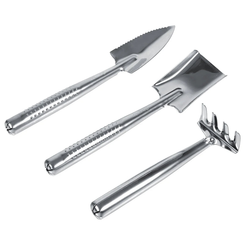 Floroki MiniGrow Set Mini-Gartenwerkzeug Set 3-teilig | Schaufel, Spaten & Rechen | Für Kinder & Topfgarten
