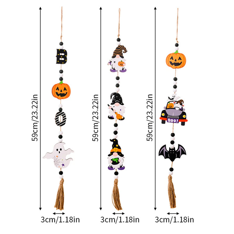 Halloween Hängedeko SpookyCharm | Kürbis, Fledermaus & Hexe | Mit Quasten | Für Tür, Wand & Party