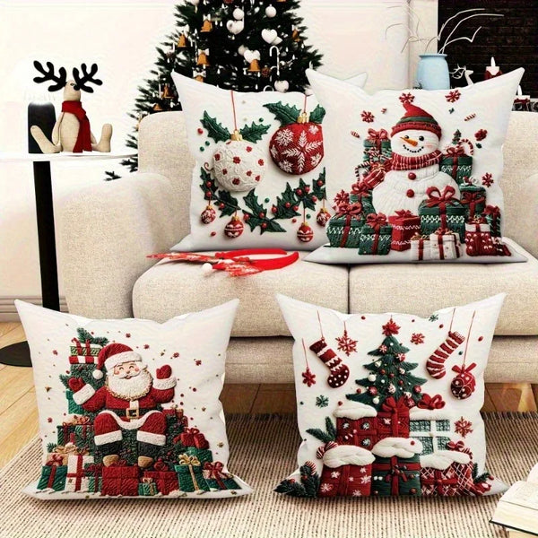 Frohnest | Weihnachts-Kissenbezug | Santa · Schneemann · Tannenbaum · Kugeln | Verschiedene Größen | Festliche Sofadeko