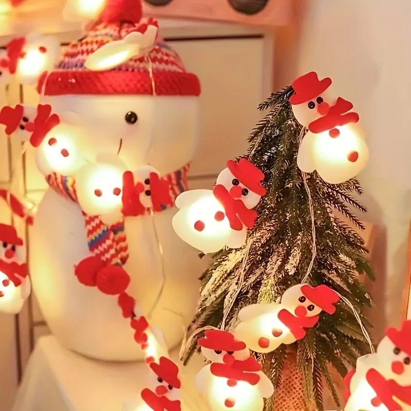 LED Schneemann Lichterkette | 1,5 m mit 10 LEDs | Weihnachtsdeko für Wohnzimmer, Kinderzimmer, Hochzeit & Party | FrostiGlow
