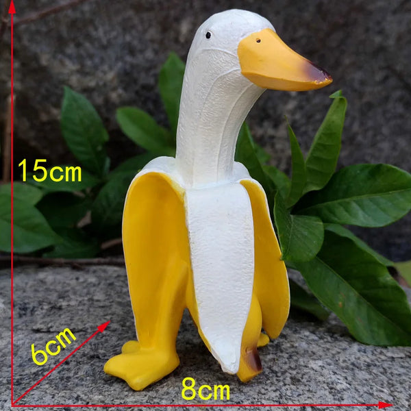 BananaDuck Skulptur "Quaki" | Lustige Gartendeko | Wetterfestes Kunstharz | 17 cm