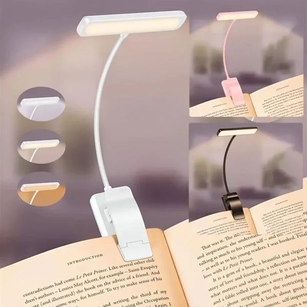 Leselampe FlexiRead | USB Wiederaufladbar | 3 Lichtfarben & Dimmbar | Clip & Flexarm