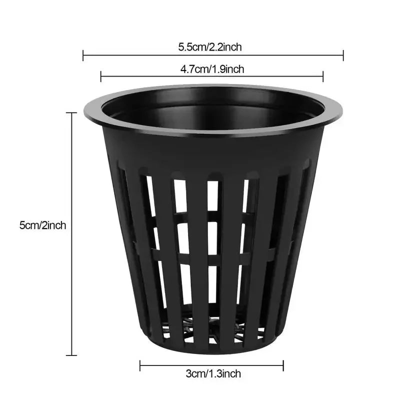 RootNet Grow | 50- 100er-Set Netzbecher für Hydrokultur & Anzucht | 5,5 × 5,5 × 5 cm | Wiederverwendbar & UV-beständig