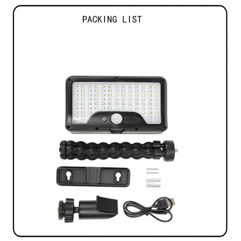 LYNOS Solar-Wandleuchte | 92 LEDs | Bewegungsmelder & 3 Modi | IP65 Wasserdicht