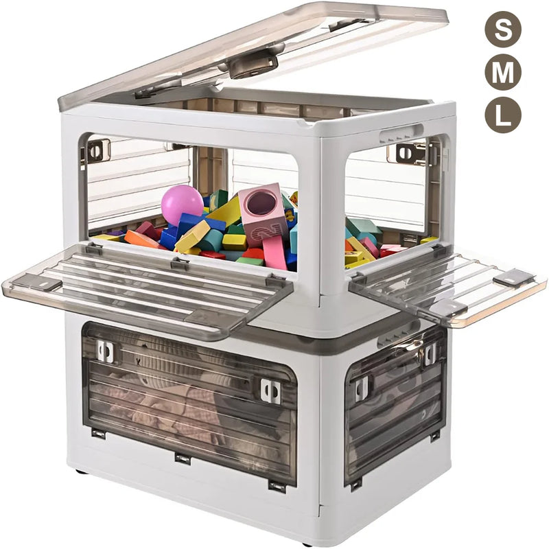 Flexora Faltbare Aufbewahrungsbox | Transparente Klappbox mit Rollen & Griff | Stapelbar & Platzsparend | 27 L / 40 L / 53 L – Weiß