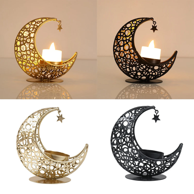 LumiNoor Ramadan Kerzenhalter | Mond-Design | Stimmungsvolle Deko | Metall