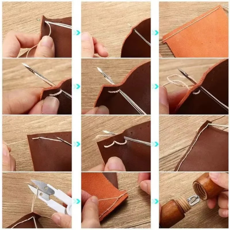 Leder Nähset | Handnähmaschine & Zubehör | Wachs­garn & Werkzeuge | Für Lederhandwerk & Reparaturen