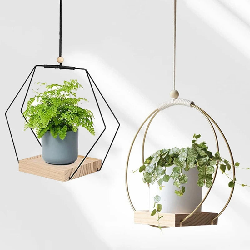 NaturHäng Pflanzenhalter | Hängendes Regal aus Holz | Blumenampel für Wohnzimmer, Balkon & Indoor-Deko