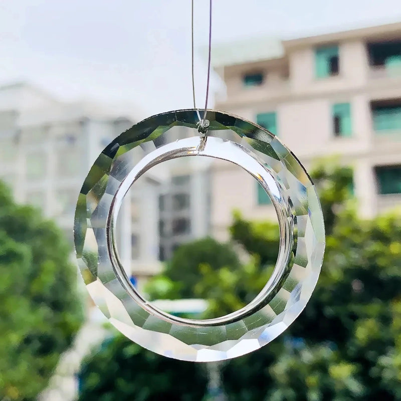 Kristall-Suncatcher LumiRing 50 | Ø 50 cm | Glas-Prisma für Fenster, Garten & Deko | Regenbogenfänger für Lichtspiele