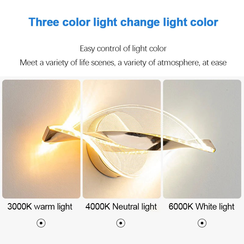 LED Wandleuchte NordGlow | Modernes Acryl & Metall Design | 3-Farb-Licht | Kreative Innenbeleuchtung für Wohnzimmer & Schlafzimmer
