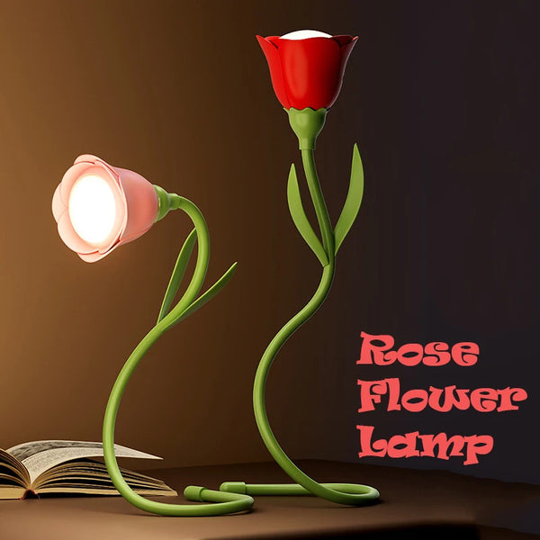 LumiRose Wiederaufladbare Rosen-LED-Tischlampe | Dimmbar & Flexibel | 3 Farbtemperaturen mit Helligkeitsspeicher | Kreatives Geschenk für Frauen & Deko