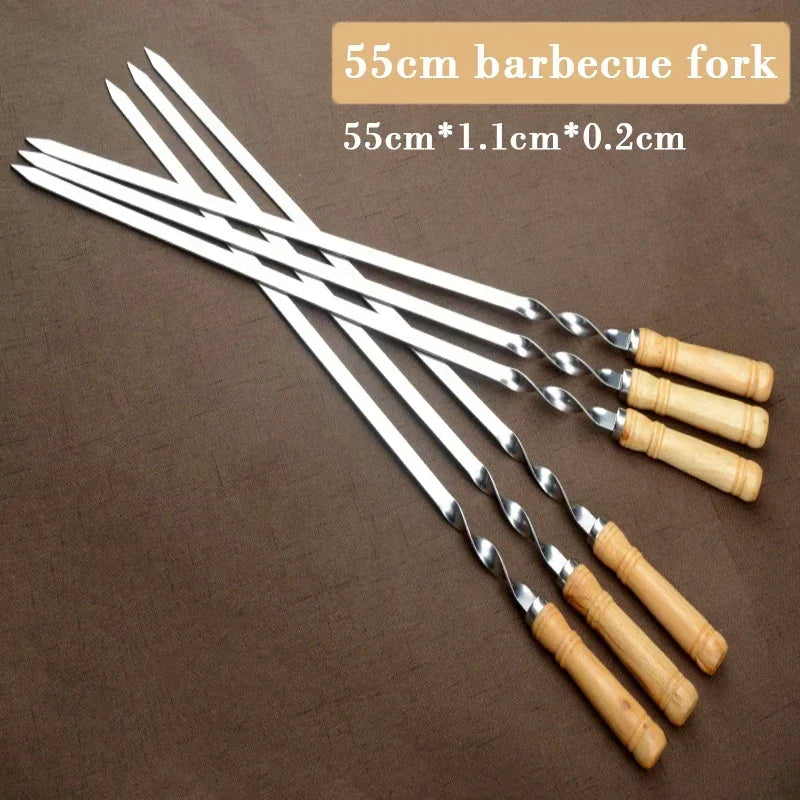 GrillSpear Grillspieße 55 cm | Set aus 6 | Edelstahl mit Buchenholzgriff | Extra Lang & Hitzebeständig