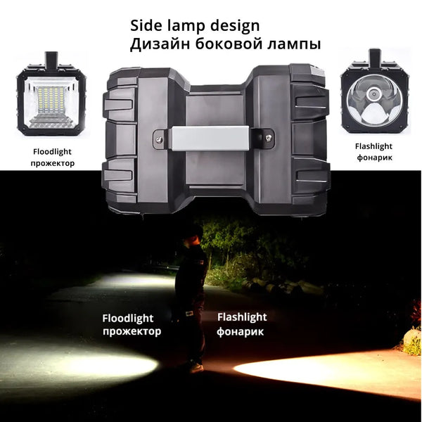 LED Akku-Strahler DualonX Pro | 40 W | Doppellampe mit 7 Lichtmodi | Wiederaufladbar & wasserdicht IP64 | Powerbank-Funktion