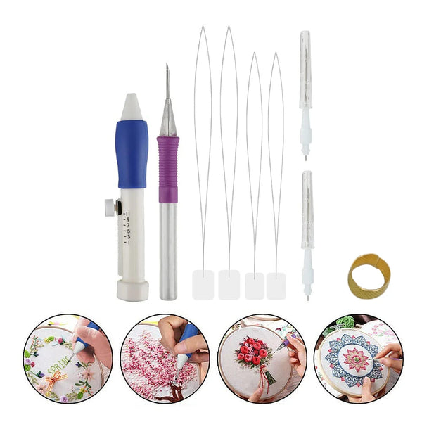 StitchArt Stickerei-Set | 8-teilig | Punch-Needle & Zubehör