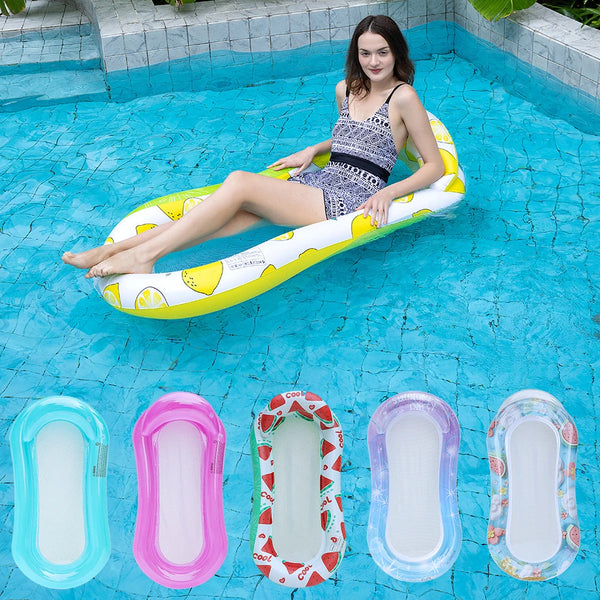 AquaLiva Aufblasbare Schwimmliege Rooxin | Ergonomische Pool-Luftmatratze mit Netz & Armlehnen | Für Pool, See & Strand