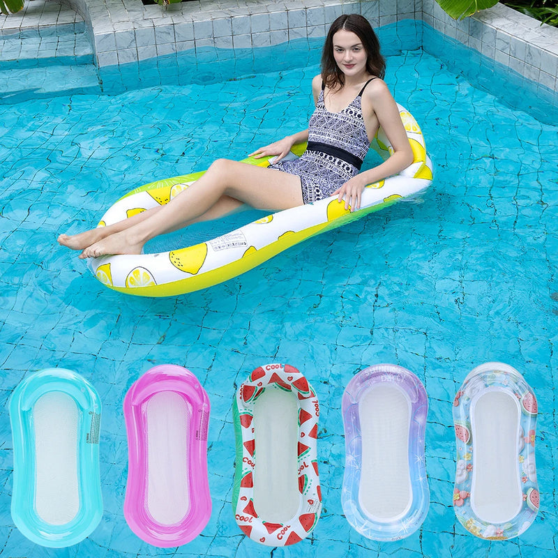 AquaLiva Aufblasbare Schwimmliege Rooxin | Ergonomische Pool-Luftmatratze mit Netz & Armlehnen | Für Pool, See & Strand