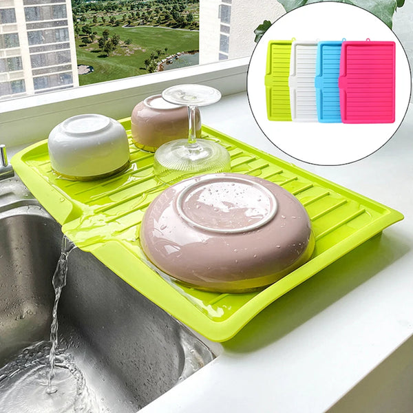 FlexiDry Pro Flexibles Abtropfgestell | Silikon-Abtropfmatte für Spüle | Hitzebeständig & Faltbar | 44,7 x 30,9 cm | Geschirr-Organizer für Küche