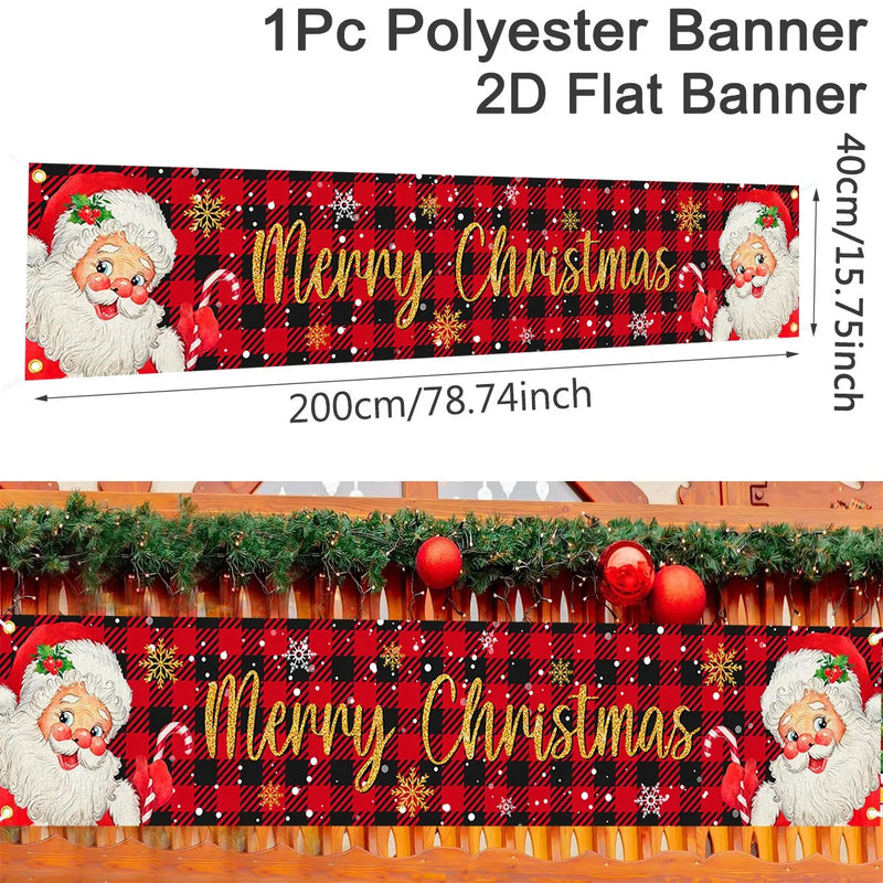 FestiJoy Weihnachts-Banner | Merry Christmas & Happy New Year 2025/2026 | Outdoor & Indoor Deko | Wetterfest & Wiederverwendbar