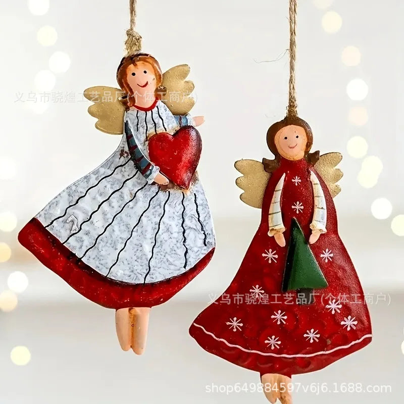 AngelWood Classics | 4er-Set Vintage Weihnachtsengel | Flache Holzanhänger | Deko für Christbaum & Zuhause | Festlicher Baumschmuck 2025/2026